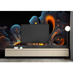 Renkli Sanatsal Çizim Temalı Duvar Kağıdı Baskı - Dkm615087 150x300 cm