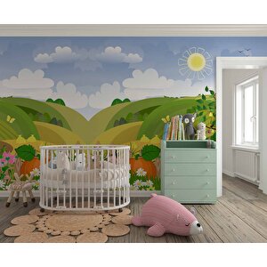 Sevimli Tarla Çocuk Odası Duvar Kağıdı Baskı - Dkm418095 375x300 cm