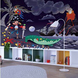 Korsan Adası Gece Çocuk Odası Duvar Kağıdı Baskı - Dkm428018 550x200 cm