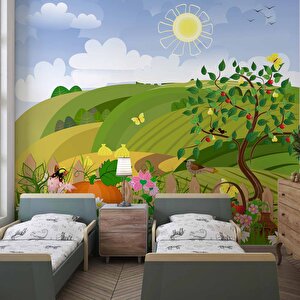 Sevimli Tarla Çocuk Odası Duvar Kağıdı Baskı - Dkm418087 150x300 cm