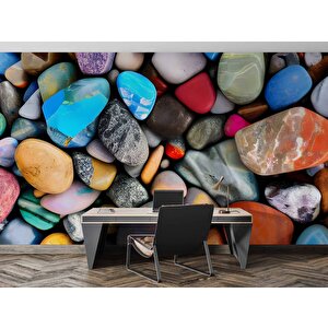 3 Boyutlu Renkli Taş Desenli Duvar Kağıdı - Dkm746102