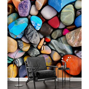 3 Boyutlu Renkli Taş Desenli Duvar Kağıdı - Dkm746002