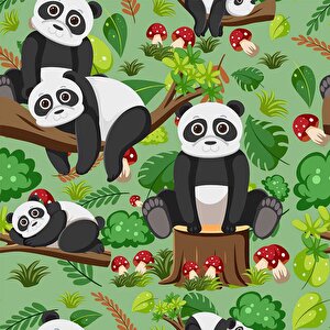 Panda Temalı Çocuk Odası Duvar Kağıdı Baskı - Dkm182019