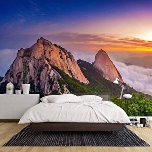 Dağ Gökyüzü Ve Orman Manzaralı Duvar Kağıdı - Dkm855100 500x300 cm