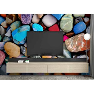 3 Boyutlu Renkli Taş Desenli Duvar Kağıdı - Dkm746070 275x280 cm