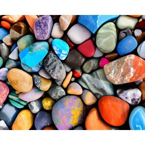 3 Boyutlu Renkli Taş Desenli Duvar Kağıdı - Dkm746016