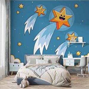 Kayan Yıldız Temalı Çocuk Odası Duvar Kağıdı Baskı - Dkm175013