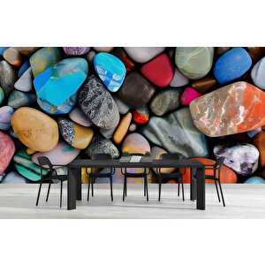 3 Boyutlu Renkli Taş Desenli Duvar Kağıdı - Dkm746059