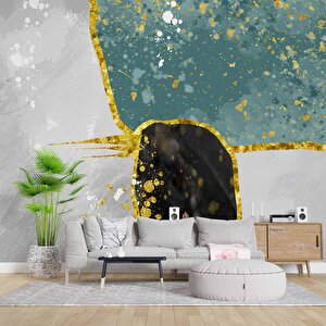 3 Boyutlu Yeşil Siyah Beyaz Boyama Desenli Duvar Kağıdı - Dkm807093 325x300 cm