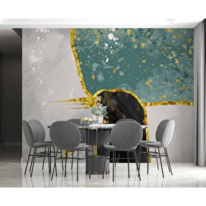 3 Boyutlu Yeşil Siyah Beyaz Boyama Desenli Duvar Kağıdı - Dkm807093