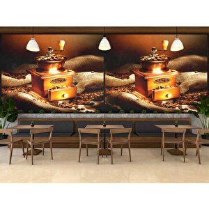 Kahve Çekme Makineli Cafe Duvar Kağıdı Baskı - Dkb278017 525x200 cm