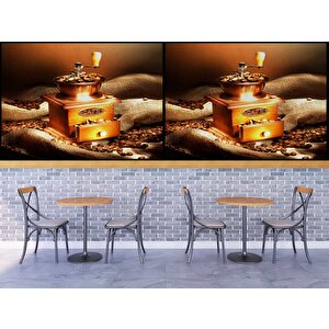 Kahve Çekme Makineli Cafe Duvar Kağıdı Baskı - Dkb278087