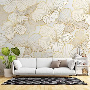 Altın Yaprak Temalı Duvar Kağıd - Dkm686011 375x200 cm