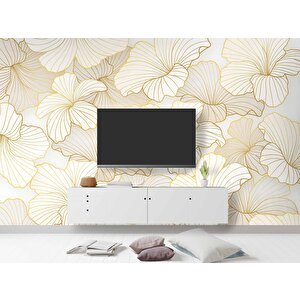 Altın Yaprak Temalı Duvar Kağıd - Dkm686011 375x200 cm