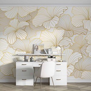 Altın Yaprak Temalı Duvar Kağıd - Dkm686011