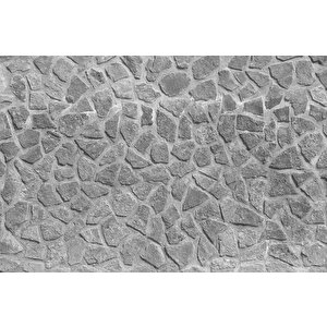 3 Boyutlu Desenli Gri Taş Duvar Temalı Duvar Kağıdı - Dkm628029
