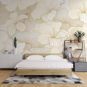 Altın Yaprak Temalı Duvar Kağıd - Dkm686084