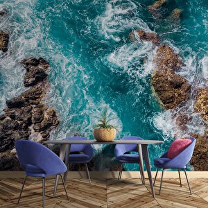 Deniz Kayalık Manzaralı Duvar Kağıdı Baskı - Dkm231067