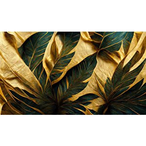 3 Boyutlu Yeşil Sarı Temalı Duvar Kağıdı - Dkm890056