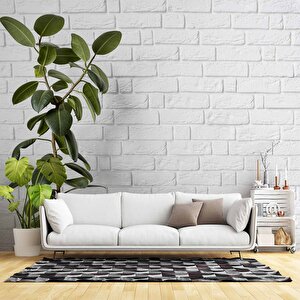 Beyaz Tuğla Zeminli Yaprak Temalı Duvar Kağıdı - Dkm575077 450x280 cm