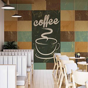Kahve Temalı Ve Yazılı Cafe Duvar Kağıdı Baskı - Dkm151042 800x240 cm