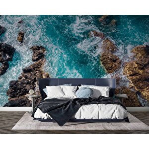 Deniz Kayalık Manzaralı Duvar Kağıdı Baskı - Dkm231007 275x200 cm