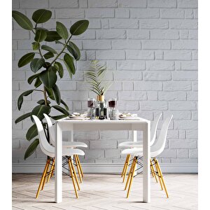 Beyaz Tuğla Zeminli Yaprak Temalı Duvar Kağıdı - Dkm575053