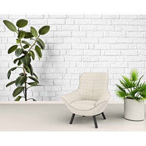 Beyaz Tuğla Zeminli Yaprak Temalı Duvar Kağıdı - Dkm575053