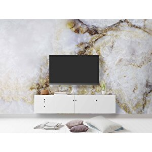 3 Boyutlu Beyaz Mermer Görünümlü Duvar Kağıdı - Dkm639084 800x280 cm