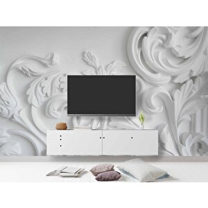 3 Boyutlu Alçı Çiçek Desenli Duvar Kağıdı - Dkb954072 325x280 cm