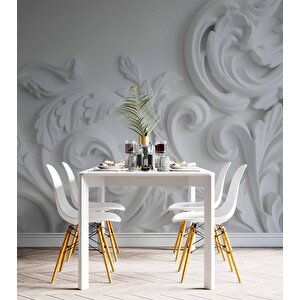 3 Boyutlu Alçı Çiçek Desenli Duvar Kağıdı - Dkb954072