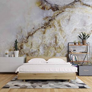3 Boyutlu Beyaz Mermer Görünümlü Duvar Kağıdı - Dkm639051 325x260 cm