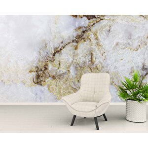 3 Boyutlu Beyaz Mermer Görünümlü Duvar Kağıdı - Dkm639113