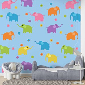 Fil Desenli Çocuk Odası Duvar Kağıdı Baskı - Dkm406020 700x200 cm