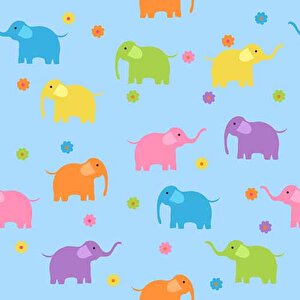 Fil Desenli Çocuk Odası Duvar Kağıdı Baskı - Dkm406020