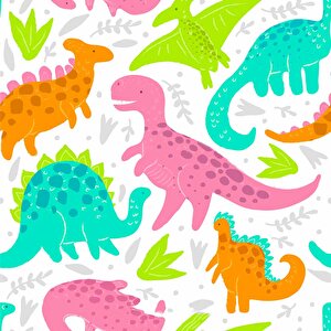 Dinazor Desenli Oyun Odası Duvar Kağıdı Baskı - Dkm200016