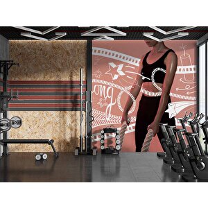 Güçlü Kadın Temalı Spor Salonu Duvar Kağıdı Baskı - Dkm205064 900x260 cm