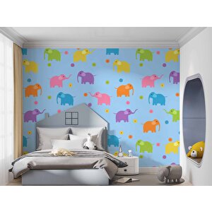 Fil Desenli Çocuk Odası Duvar Kağıdı Baskı - Dkm406027