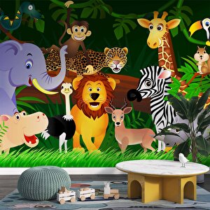 Hayvanat Bahçesi Çocuk Odası Duvar Kağıdı Baskı - Dkm394006 250x200 cm