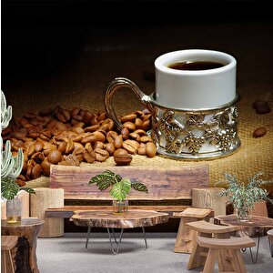 Fincanda Kahve Cafe Duvar Kağıdı Baskı - Dkb280045 150x260 cm