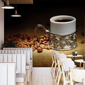 Fincanda Kahve Cafe Duvar Kağıdı Baskı - Dkb280045 150x260 cm