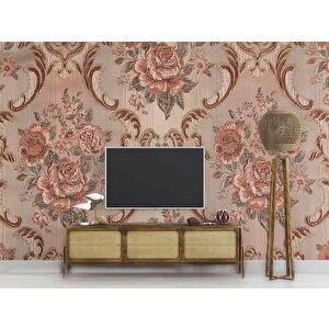 Nostaljik Kadife Çiçek Motifli Duvar Kağıdı Baskı - Dkm101019 600x200 cm