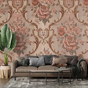 Nostaljik Kadife Çiçek Motifli Duvar Kağıdı Baskı - Dkm101015 475x200 cm