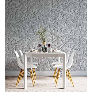 3 Boyutlu Gri Çiçek Desenli Duvar Kağıdı - Dkb952011