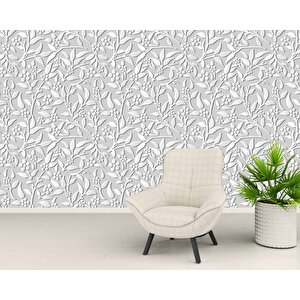 3 Boyutlu Gri Çiçek Desenli Duvar Kağıdı - Dkb952011