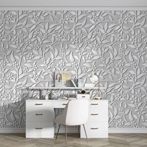3 Boyutlu Gri Çiçek Desenli Duvar Kağıdı - Dkb952027
