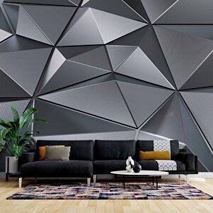 3 Boyutlu Metalik Siyah Duvar Kağıdı Baskı - Dkm098005 225x200 cm