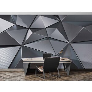 3 Boyutlu Metalik Siyah Duvar Kağıdı Baskı - Dkm098060