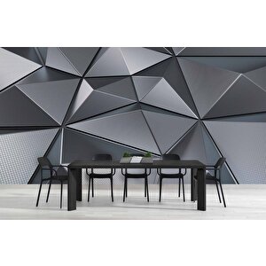 3 Boyutlu Metalik Siyah Duvar Kağıdı Baskı - Dkm098114