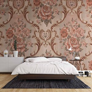 Nostaljik Kadife Çiçek Motifli Duvar Kağıdı Baskı - Dkm101026 225x240 cm